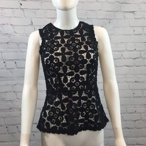 UEC Intermix black cotton lace shell, size small